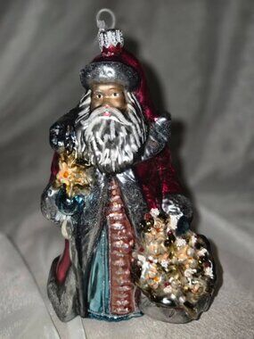 Vtg Dillard's Southern Living Hand-Blown Glass Father Christmas Ornament Poland